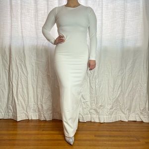 White long-sleeve maxi